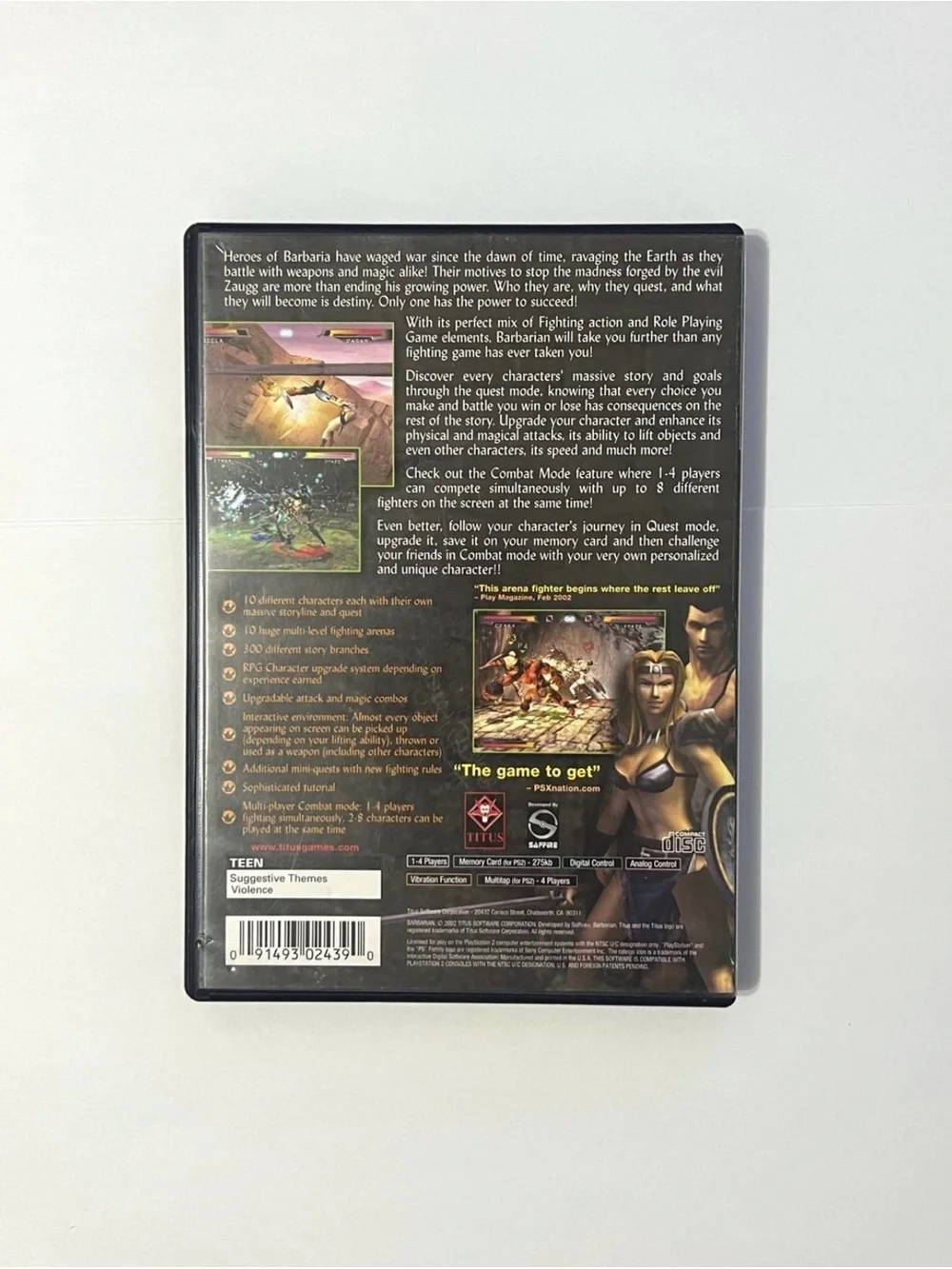 Barbarian (Sony PlayStation 2, 2002) Black Label Complete & Tested